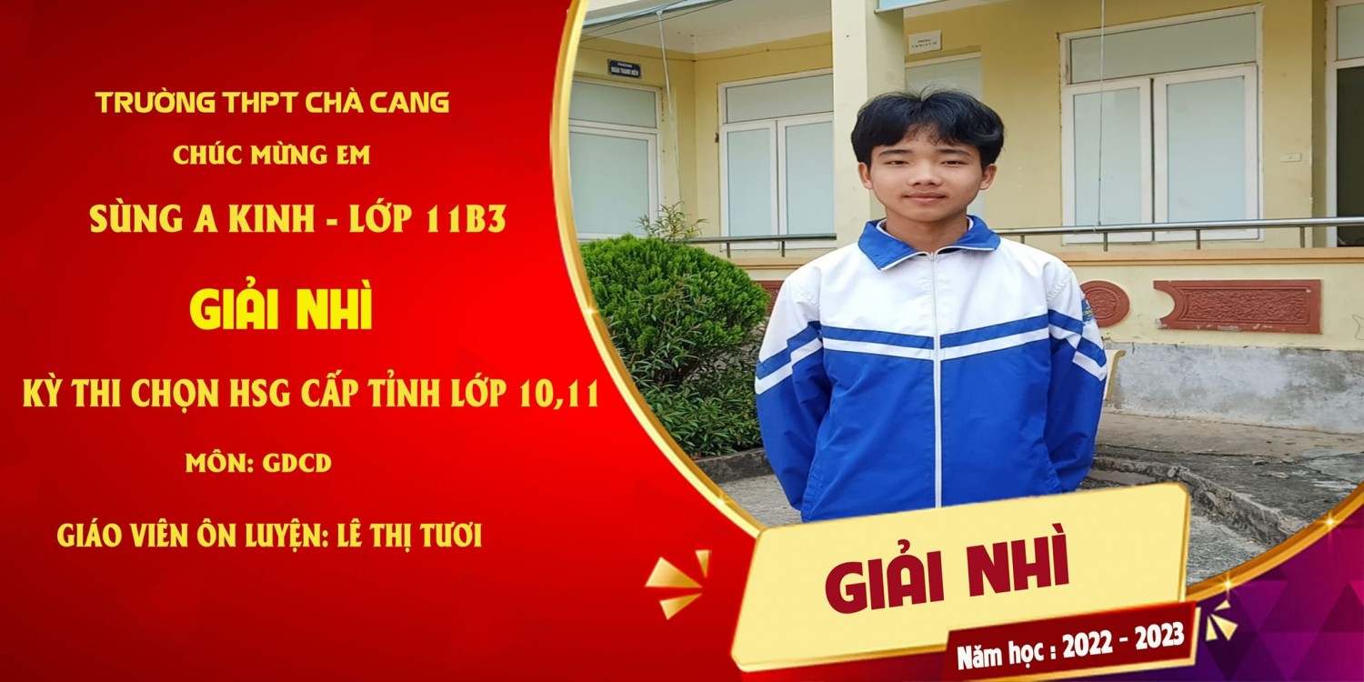 HỌC SINH GIỎI TRƯỜNG THPT CHÀ CANG